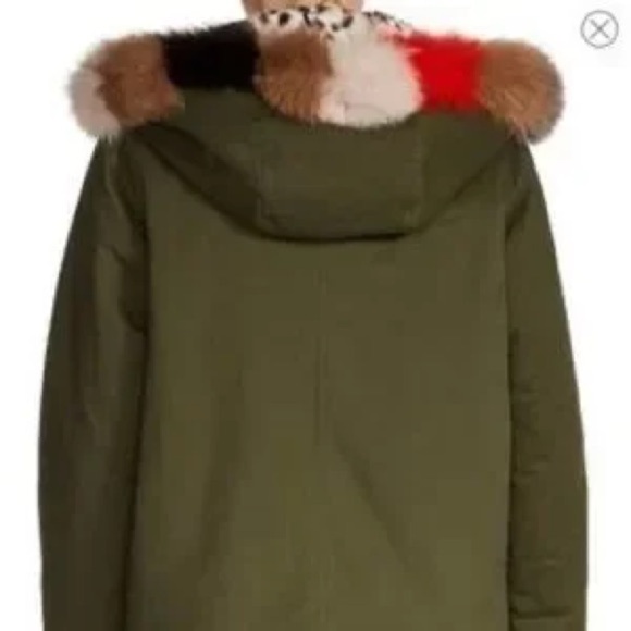Maje Genuine Fox Fur Kaki Green Jacket Coat Size 36/Small - Picture 9 of 9